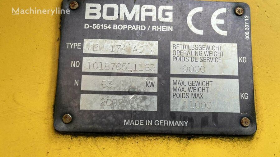 BOMAG BW174 AD compactador de asfalto