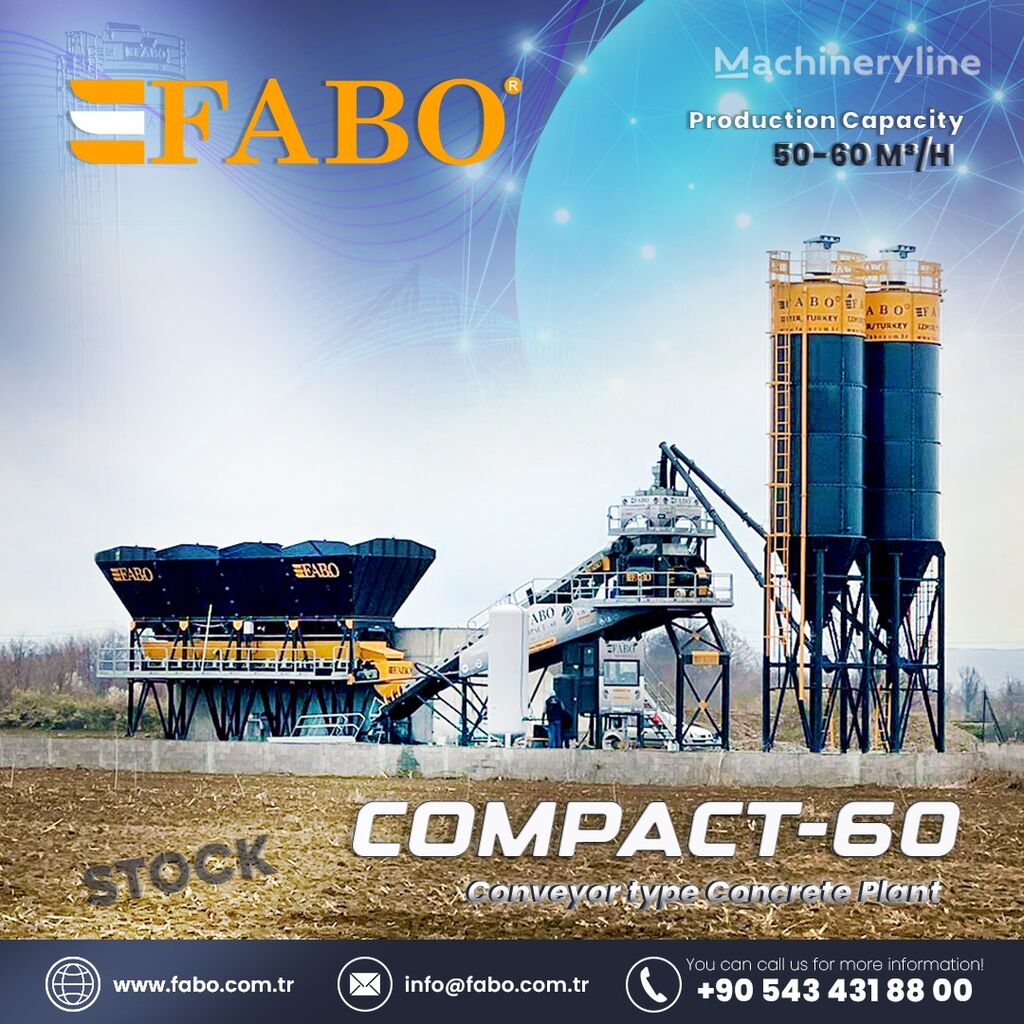 FABO COMPACT-60 CONCRETE PLANT | CONVEYOR TYPE | READY IN STOCK planta de hormigón nueva